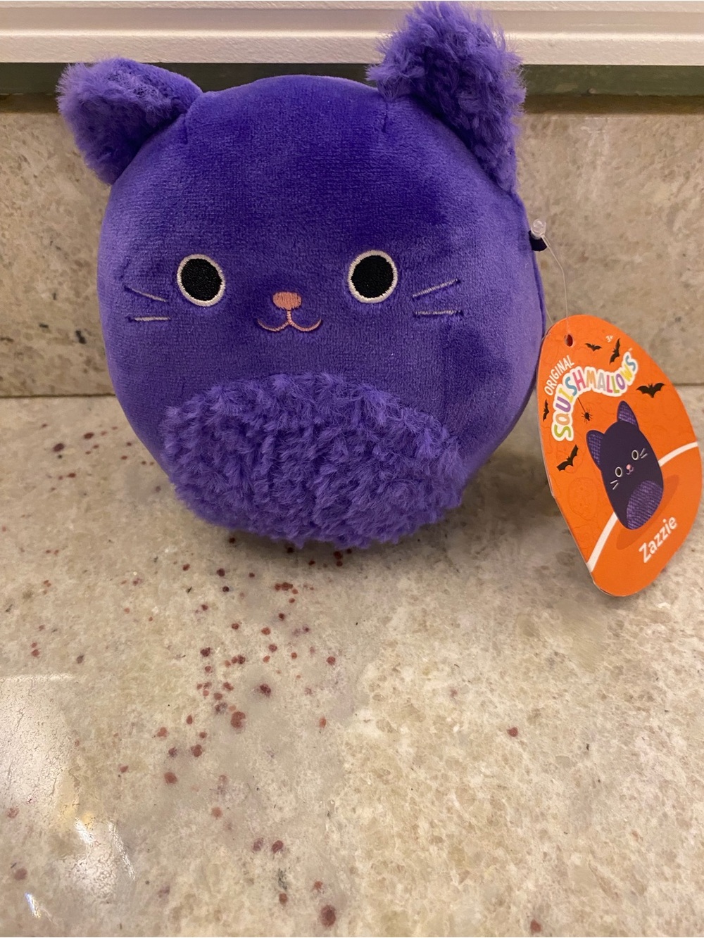 Squishmallows Zazzie Purple Halloween Cat Plush about 5 in. NWT.